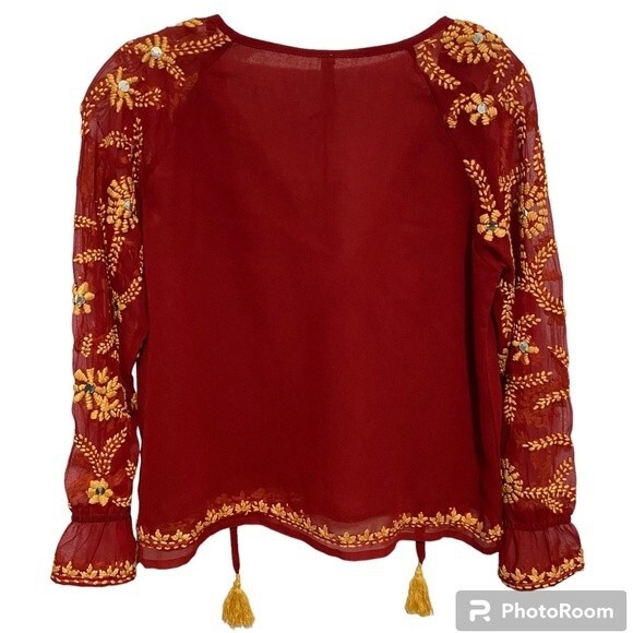 NWOT Raga Anthropology Embroidered Long Sleeve Blouse Size Small - Picture 5 of 7